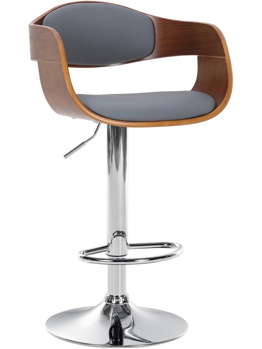Tabouret de bar Kingston C simili cuir, noyer/gris