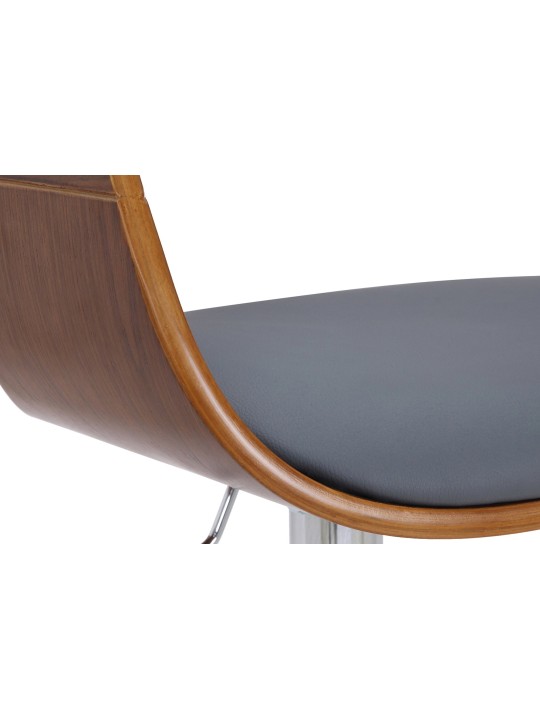 Tabouret de bar Kingston C simili cuir, noyer/gris