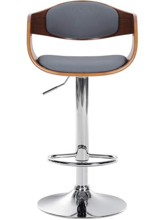 Tabouret de bar Kingston C simili cuir, noyer/gris