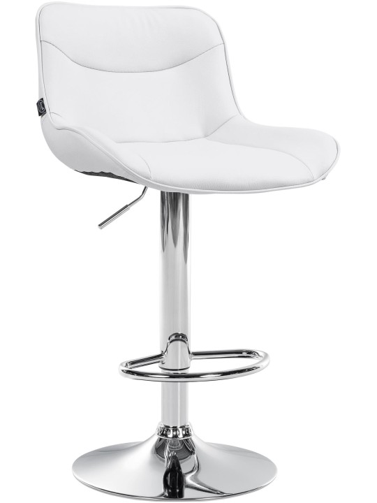 Tabouret de bar Vonore simili cuir chromé, blanc