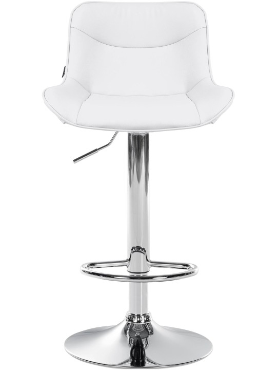 Tabouret de bar Vonore simili cuir chromé, blanc
