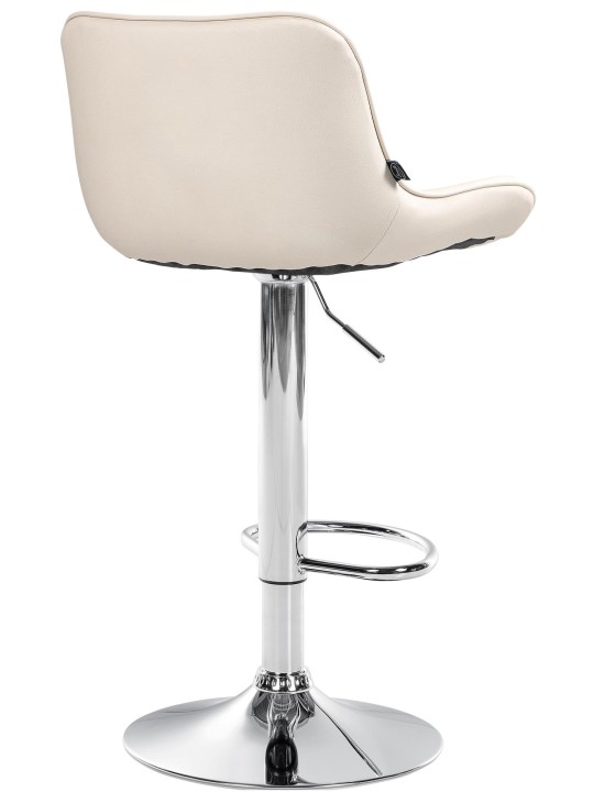 Tabouret de bar Vonore simili cuir chromé, crème