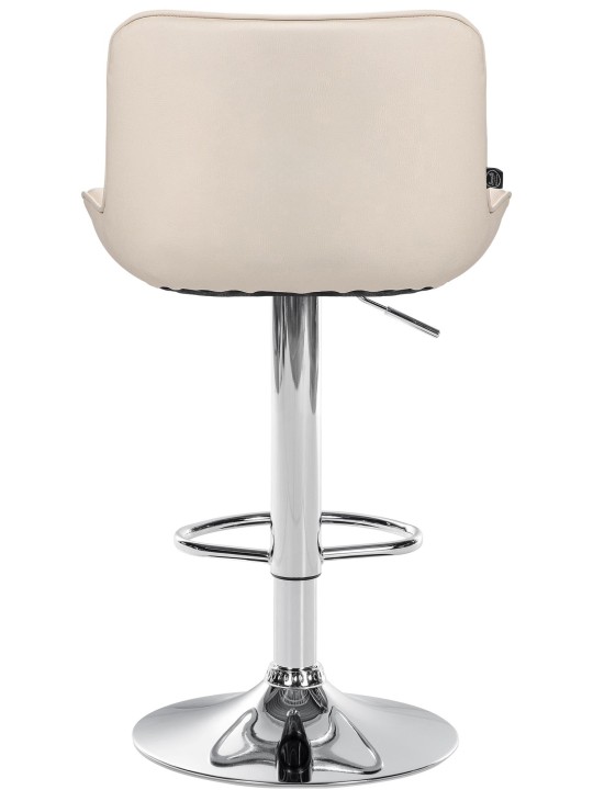 Tabouret de bar Vonore simili cuir chromé, crème