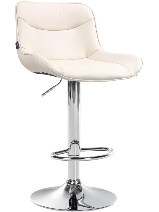 Tabouret de bar Vonore simili cuir chromé, crème