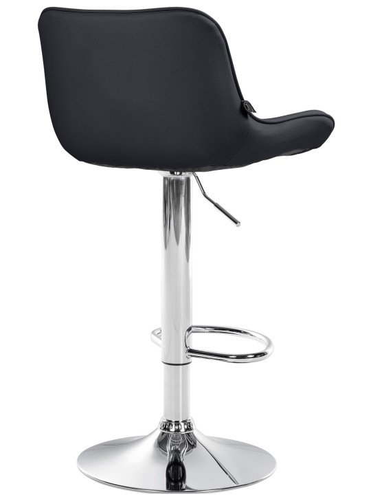 Tabouret de bar Vonore simili cuir chromé, noir