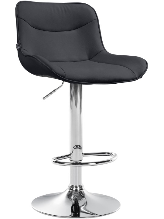 Tabouret de bar Vonore simili cuir chromé, noir