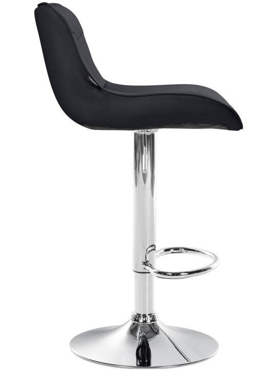 Tabouret de bar Vonore simili cuir chromé, noir