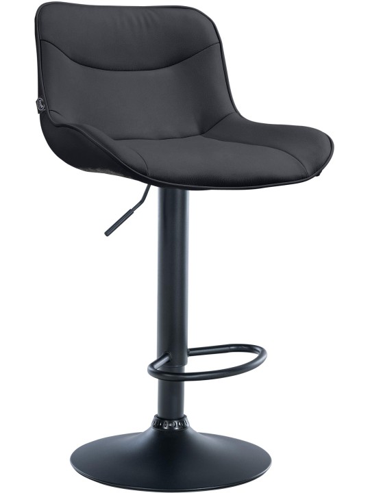 Tabouret de bar Vonore simili cuir, noir
