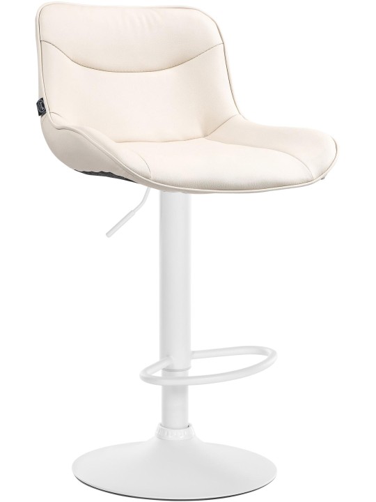 Tabouret de bar Vonore simili cuir, crème