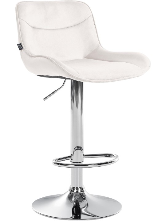 Tabouret de bar Vonore velours chrome, crème