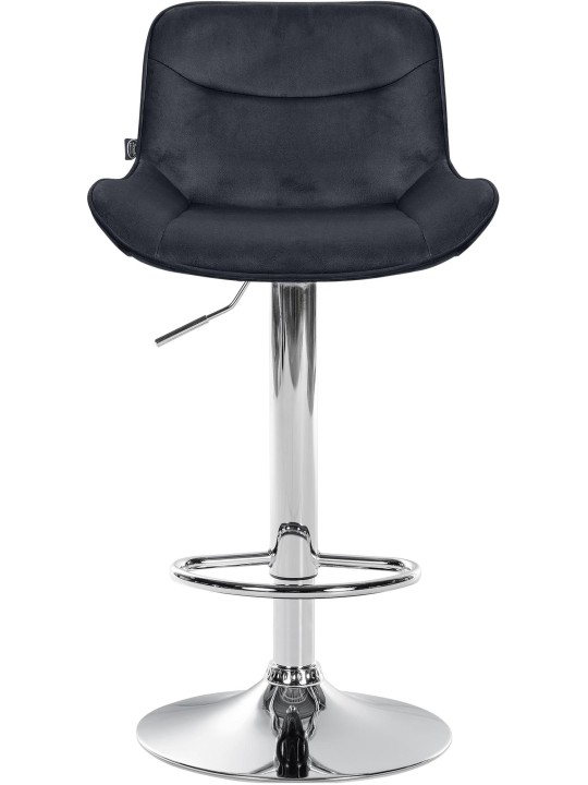 Tabouret de bar Vonore velours chrome, noir