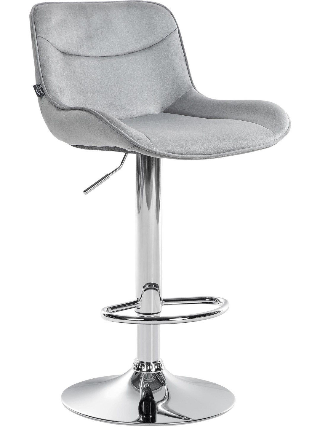 Tabouret de bar Vonore velours chrome, gris