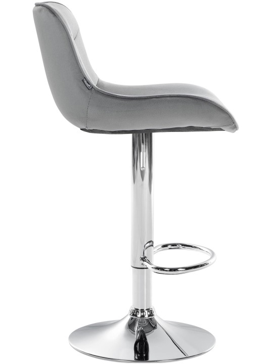 Tabouret de bar Vonore velours chrome, gris Tabouret de bar Vonore velours chrome, gris