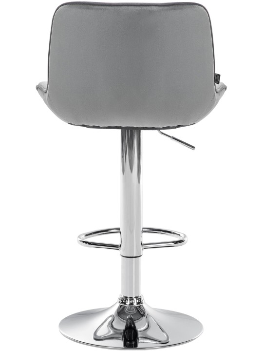 Tabouret de bar Vonore velours chrome, gris Tabouret de bar Vonore velours chrome, gris