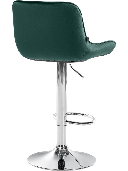 Tabouret de bar Vonore velours chrome, vert