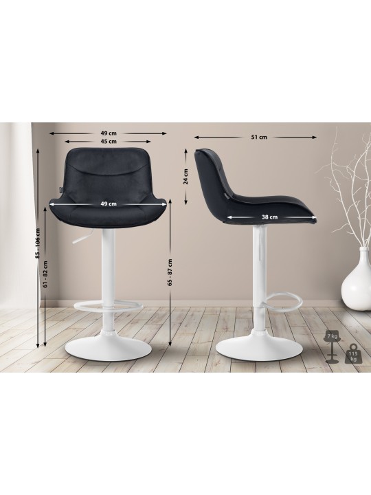 Tabouret de bar Vonore velours, noir Tabouret de bar Vonore velours, noir