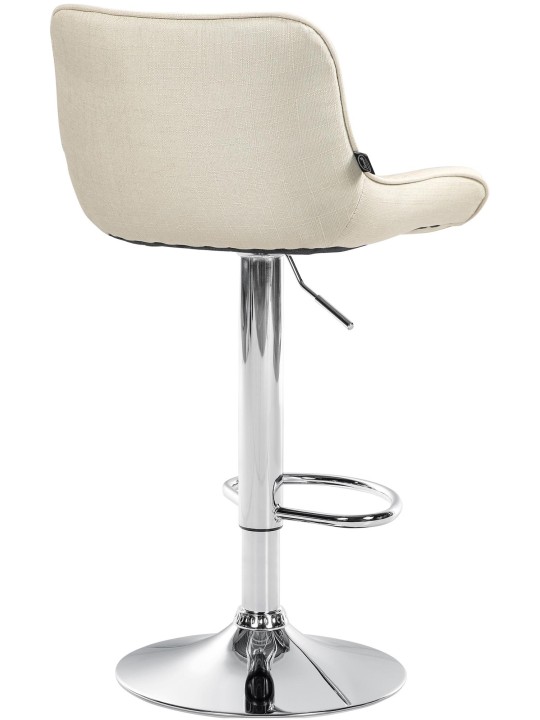 Tabouret de bar Vonore tissu chrome, crème