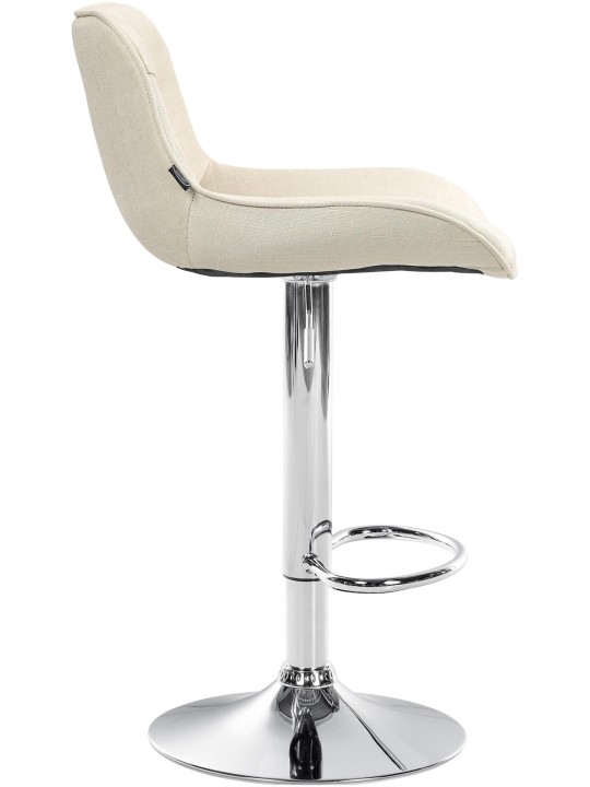 Tabouret de bar Vonore tissu chrome, crème