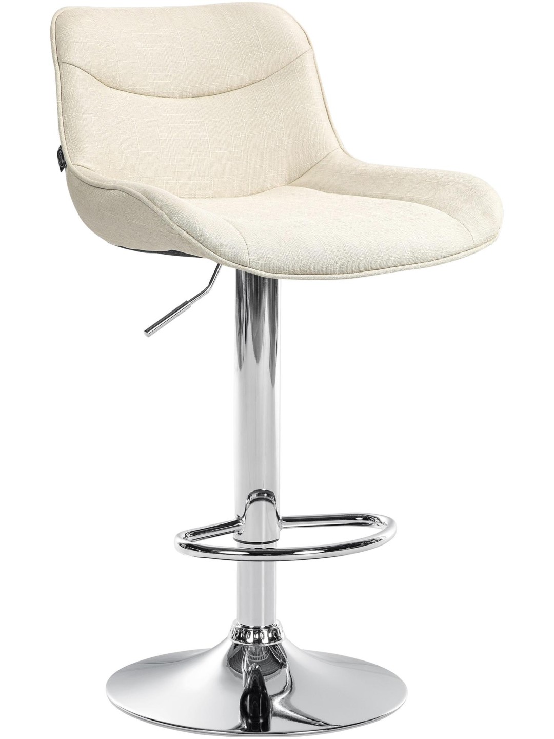 Tabouret de bar Vonore tissu chrome, crème
