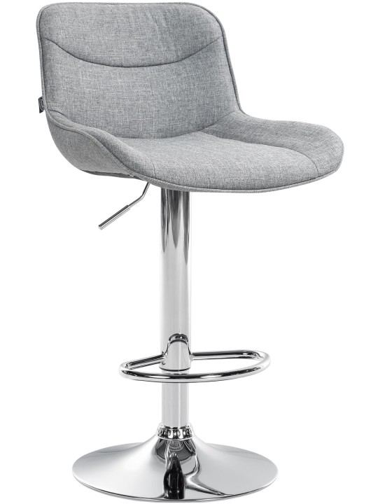 Tabouret de bar Vonore tissu chrome, gris