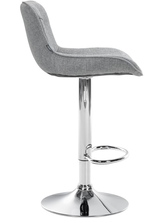 Tabouret de bar Vonore tissu chrome, gris