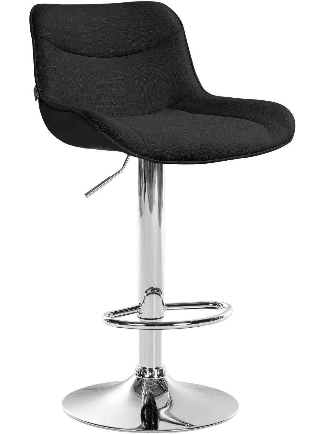Tabouret de bar Vonore tissu chrome, noir