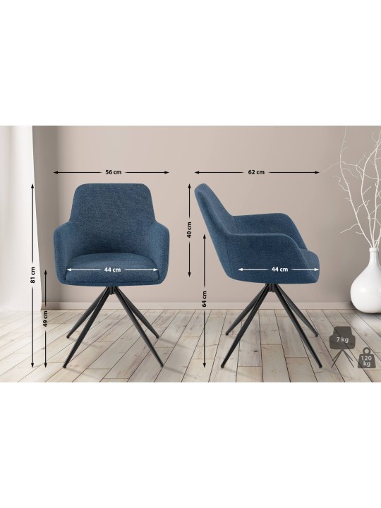 Chaise de salle à manger Olema en tissu, bleu Chaise de salle à manger Olema en tissu, bleu