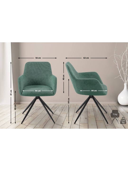 Chaise de salle à manger Olema en tissu, vert Chaise de salle à manger Olema en tissu, vert