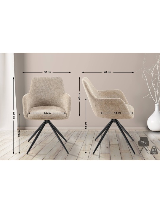 Chaise de salle à manger Olema en tissu, taupe Chaise de salle à manger Olema en tissu, taupe
