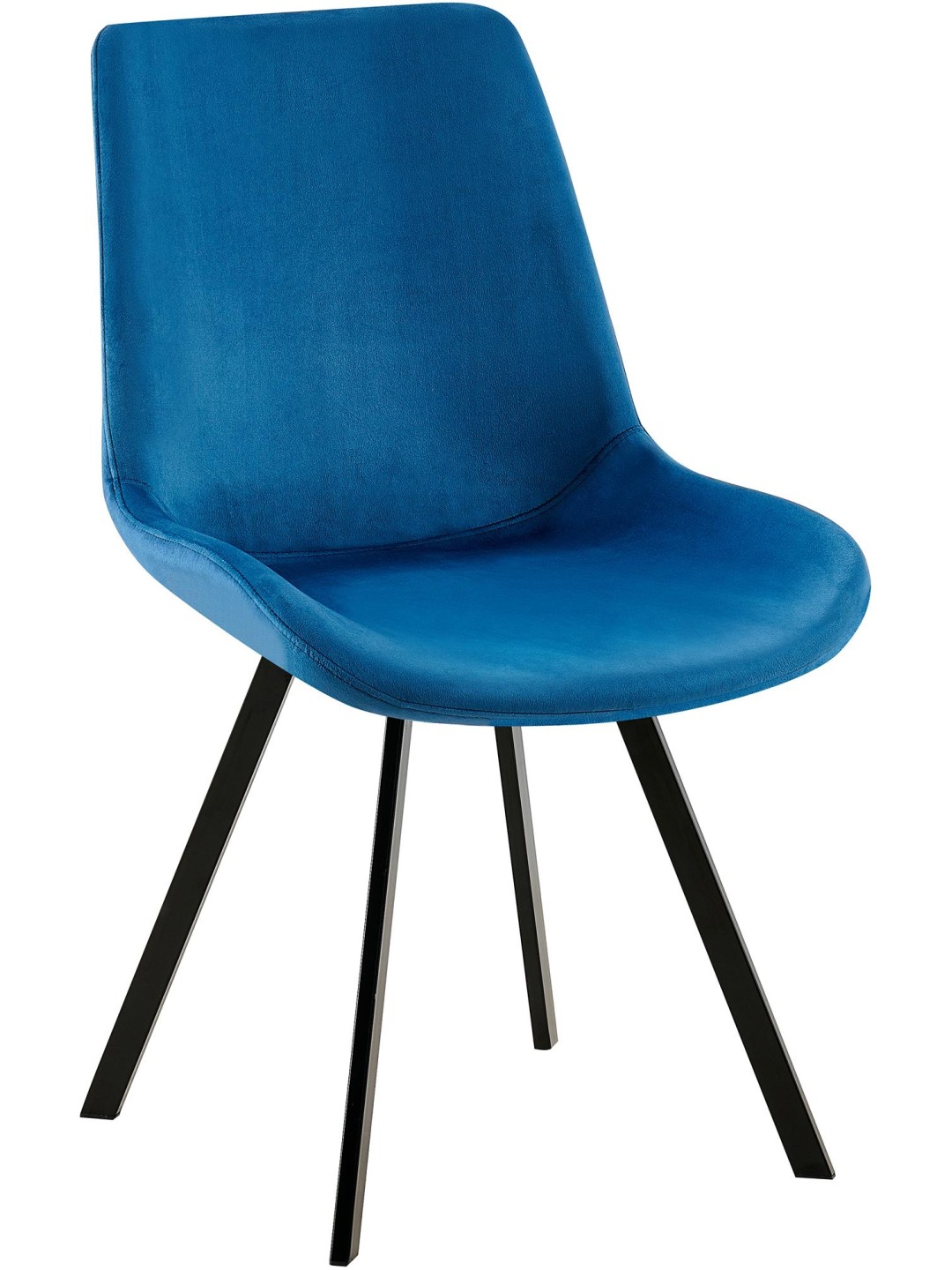 Chaise de salle à manger en velours Lewes, bleu foncé