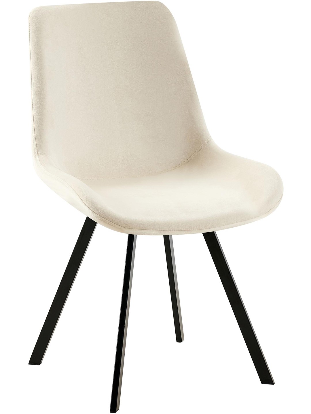 Chaise de salle à manger en velours Lewes, crème