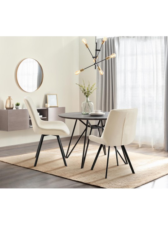 Chaise de salle à manger en velours Lewes, crème Chaise de salle à manger en velours Lewes, crème