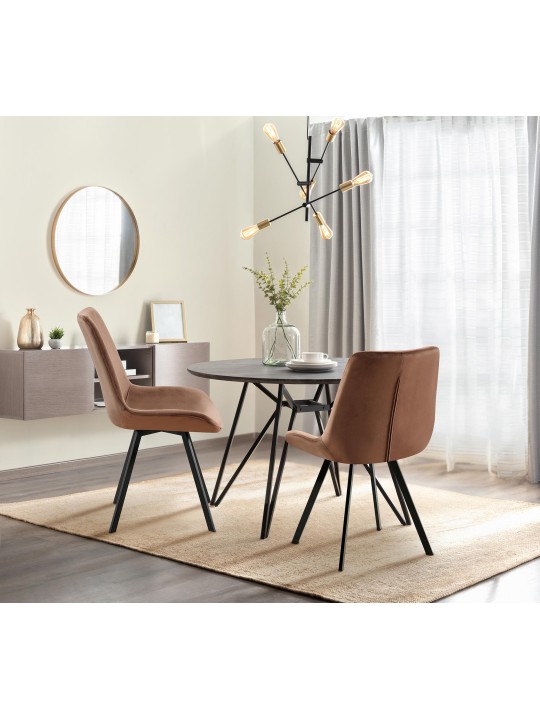 Chaise de salle à manger en velours Lewes, brun Chaise de salle à manger en velours Lewes, brun