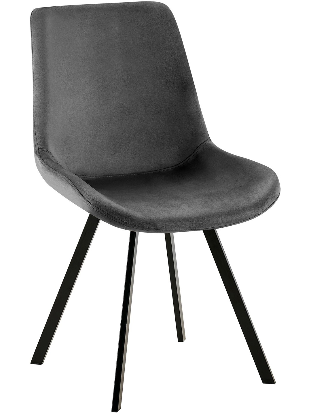 Chaise de salle à manger en velours Lewes, gris foncé