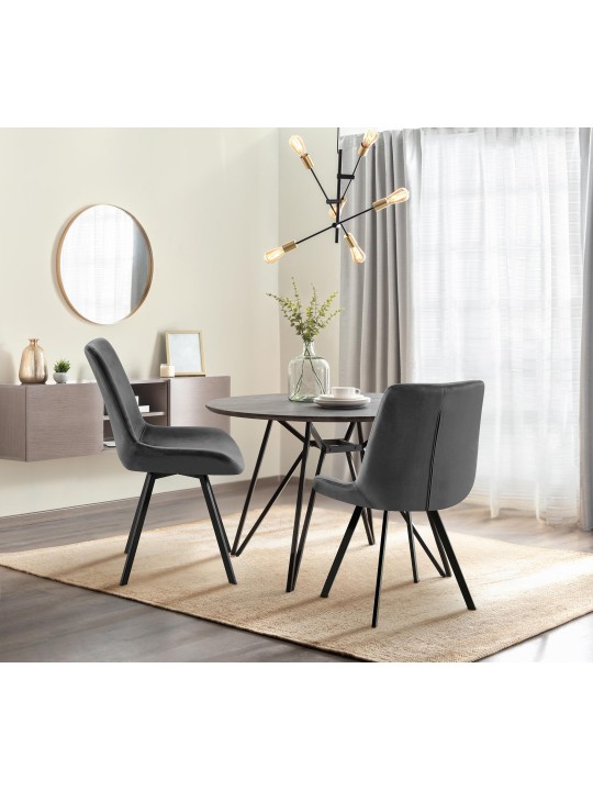 Chaise de salle à manger en velours Lewes, gris foncé Chaise de salle à manger en velours Lewes, gris foncé