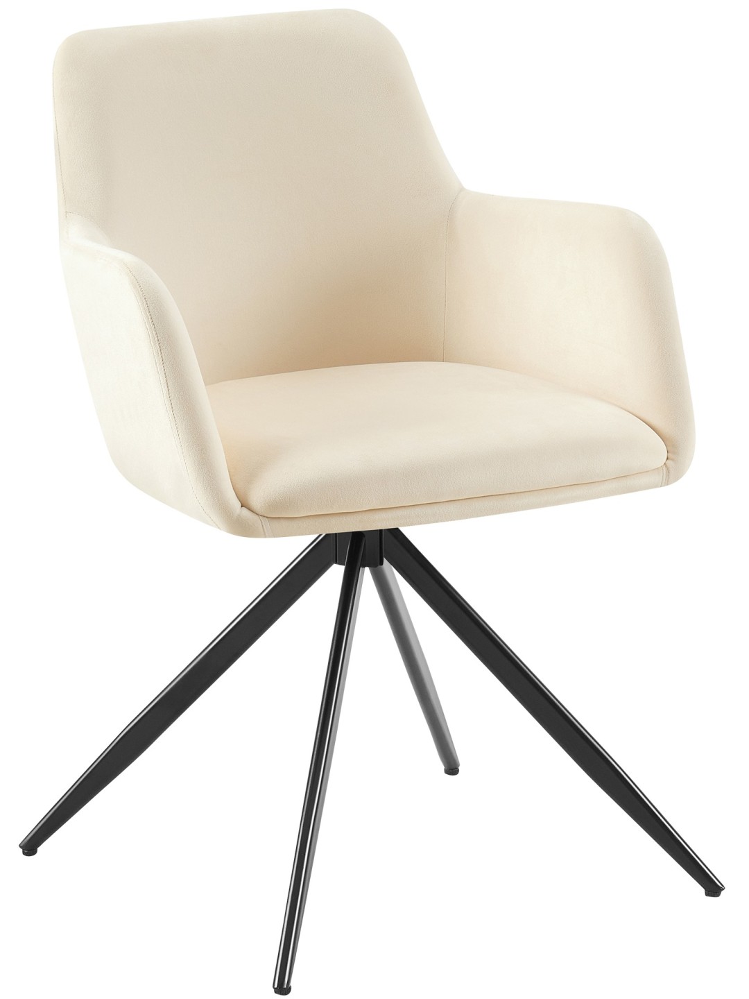 Chaise de salle à manger en velours Olema, crème