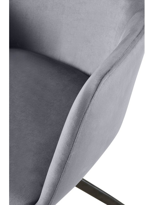 Chaise de salle à manger en velours Olema, gris foncé Chaise de salle à manger en velours Olema, gris foncé