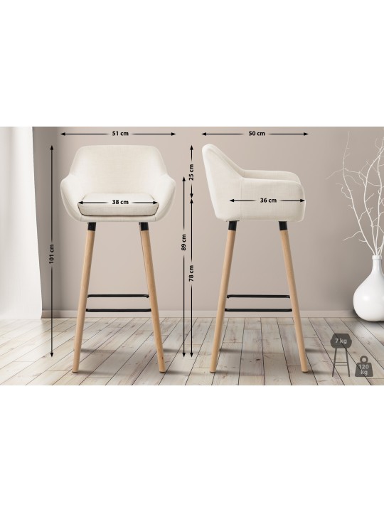 Tabouret de bar Grant tissu, beige