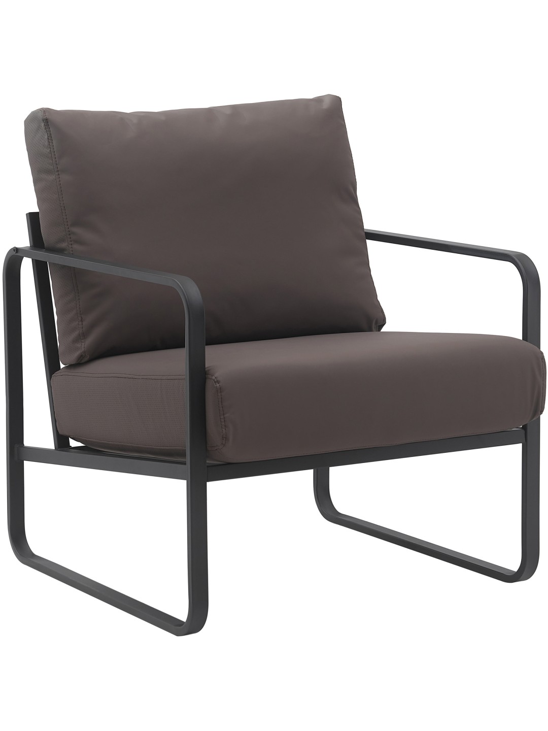 Chaise longue Manea simili cuir, brun