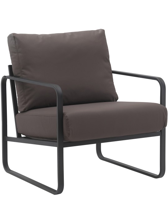 Chaise longue Manea simili cuir, brun