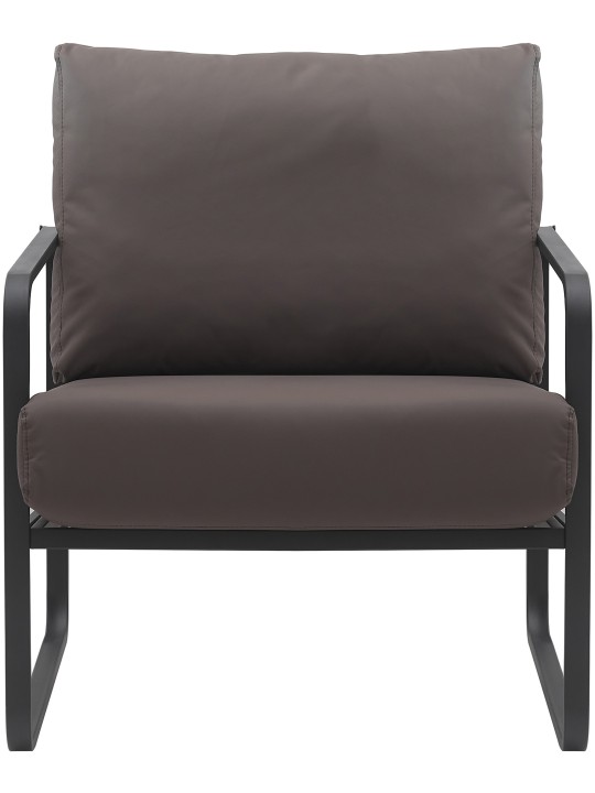 Chaise longue Manea simili cuir, brun