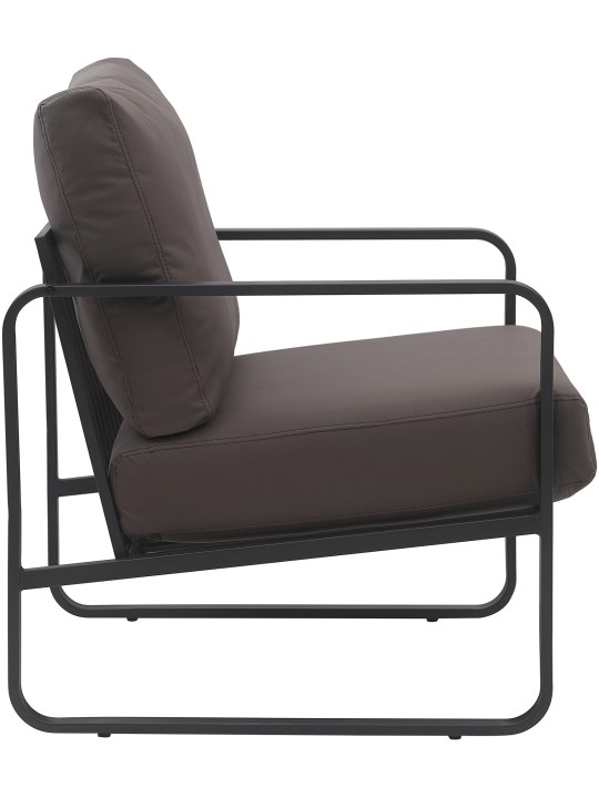 Chaise longue Manea simili cuir, brun