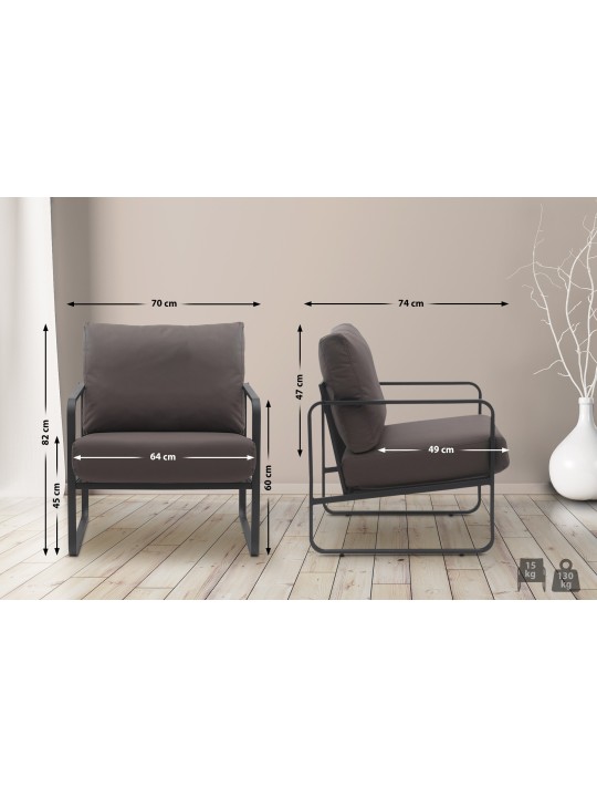 Chaise longue Manea simili cuir, brun