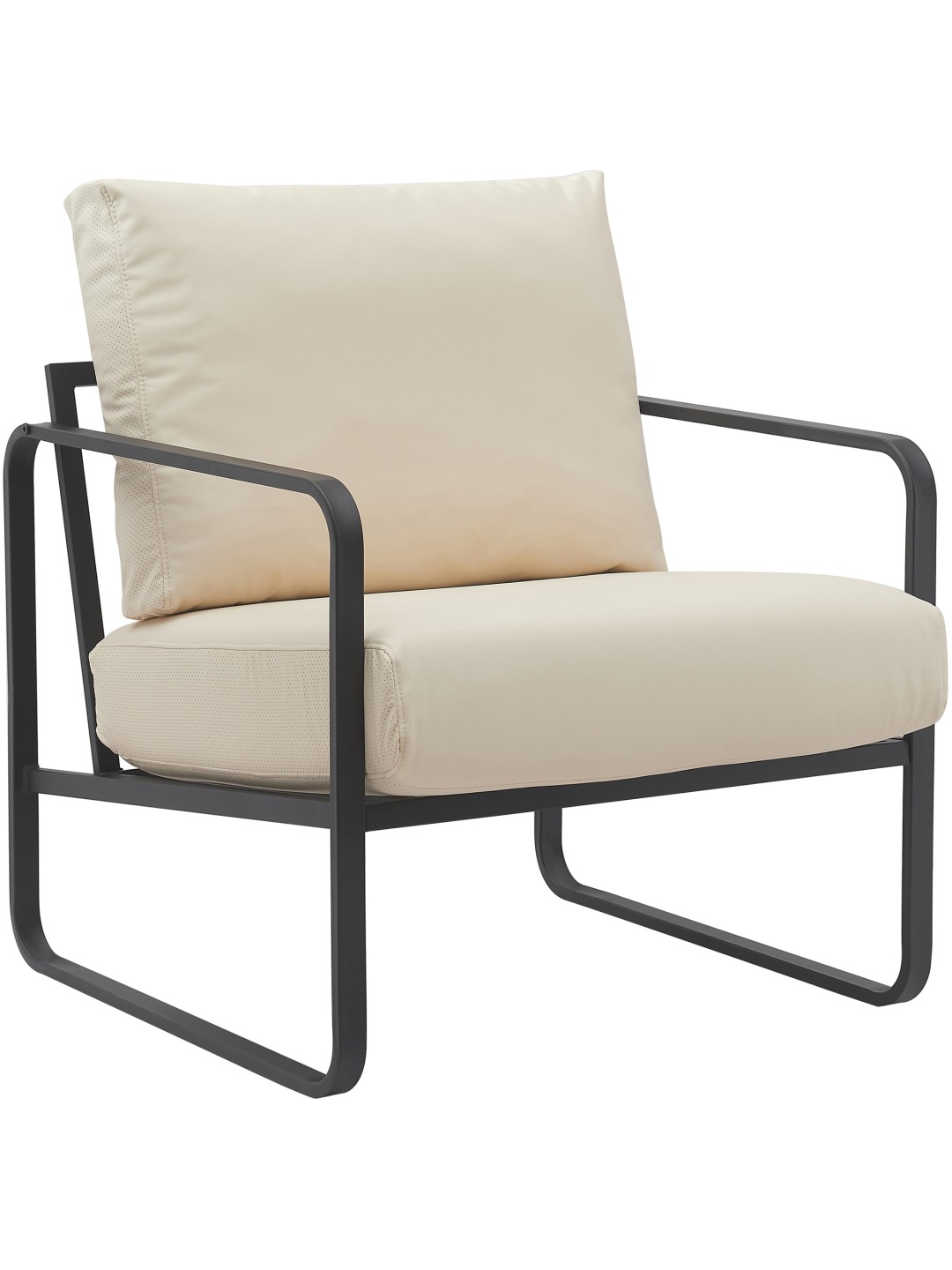 Chaise longue Manea simili cuir, crème