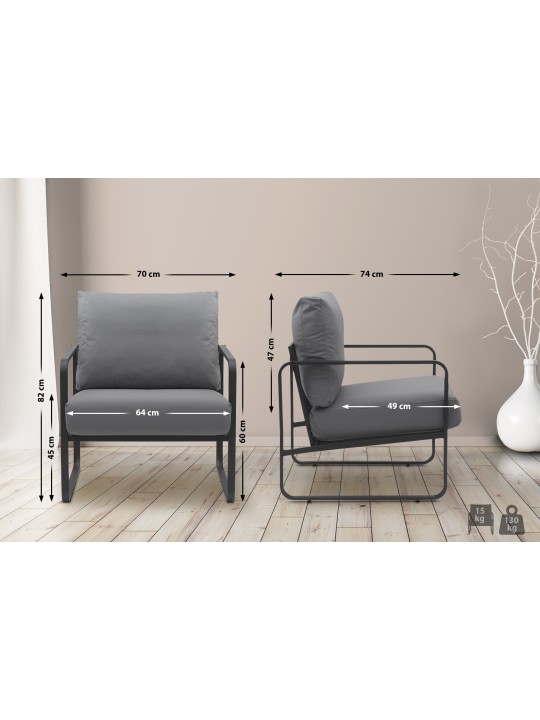 Chaise longue Manea simili cuir, gris