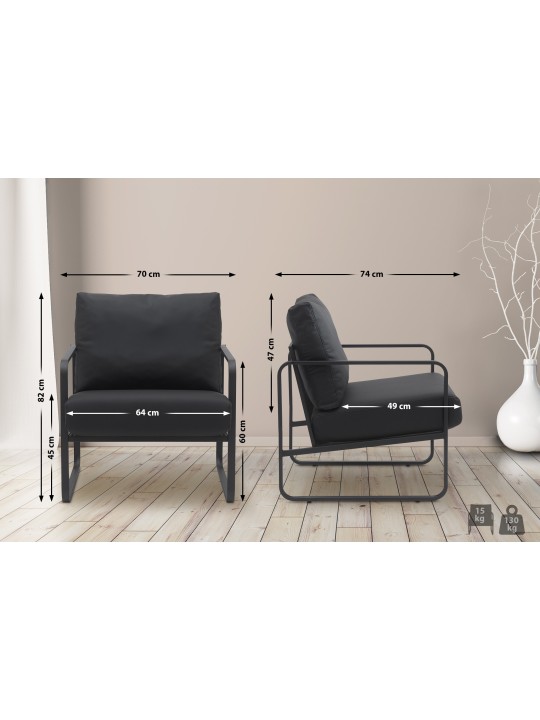 Chaise longue Manea simili cuir, noir Chaise longue Manea simili cuir, noir