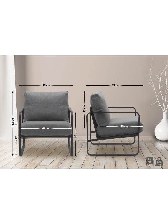 Chaise longue Manea en tissu, gris foncé Chaise longue Manea en tissu, gris foncé