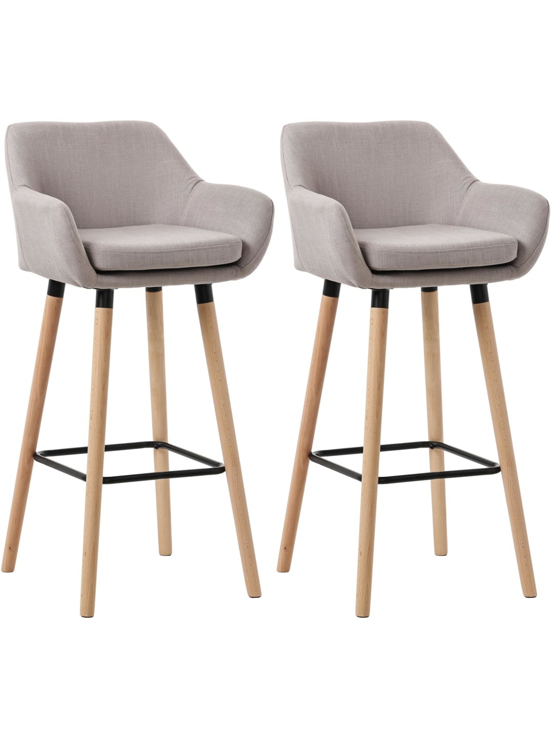 Lot de 2 tabourets de bar Grant tissu, taupe