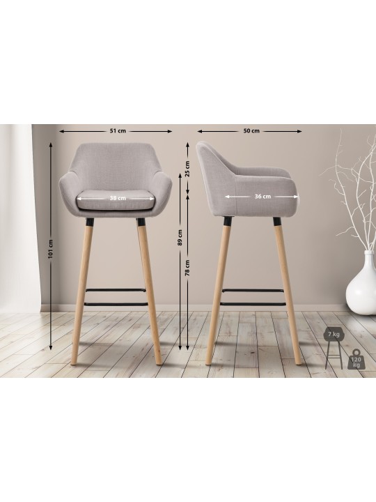 Lot de 2 tabourets de bar Grant tissu, taupe Lot de 2 tabourets de bar Grant tissu, taupe
