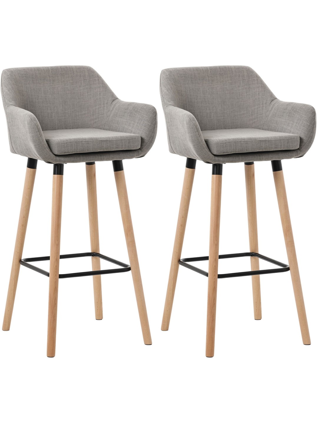 Lot de 2 tabourets de bar Grant tissu, gris